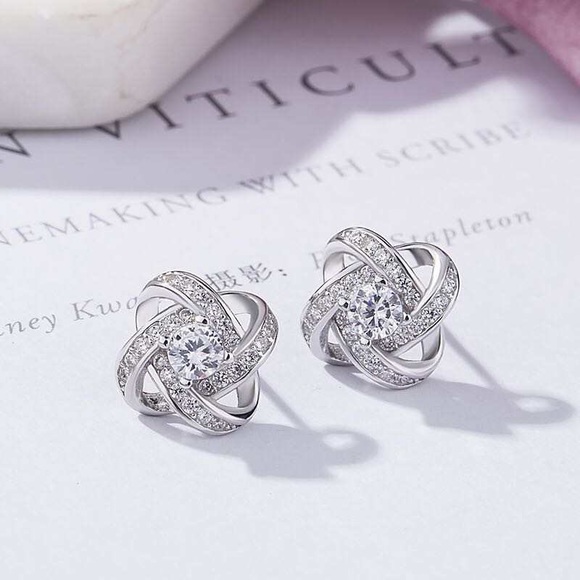 Sterling Silver Knot Stud Earrings - Picture 3 of 4